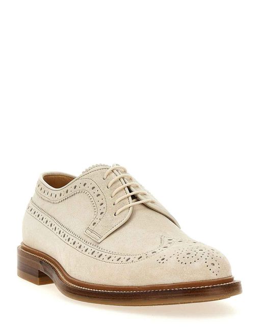 Brunello Cucinelli White Dovetail Lace-up Shoes for men