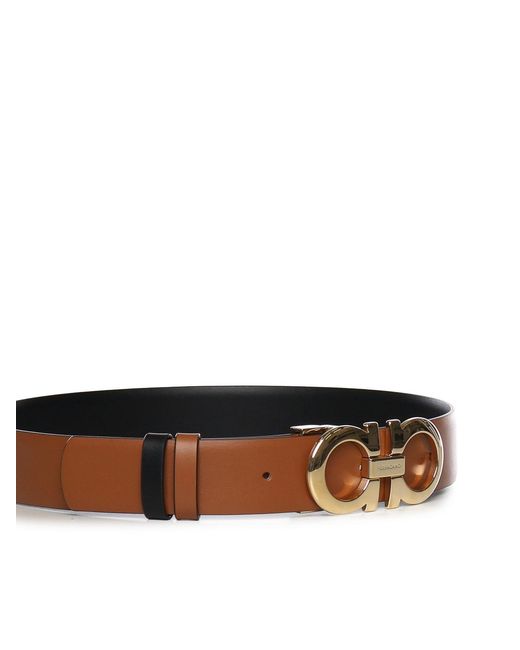 Ferragamo Brown Leather Gancini Belt