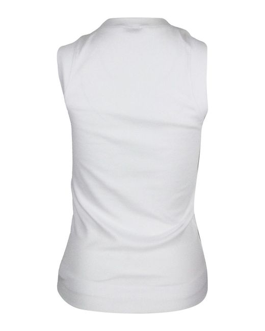 Brunello Cucinelli White V-Neck Top