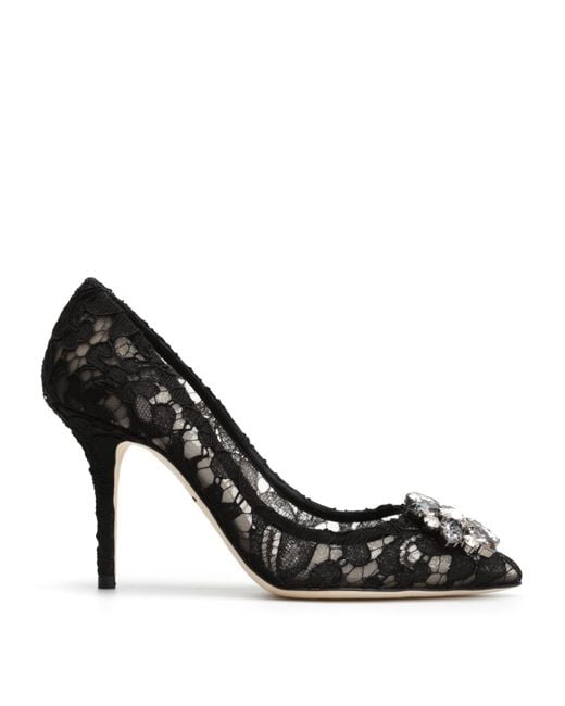 Dolce & Gabbana Black Lace Pumps With Brooch Detailing
