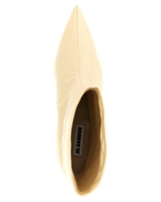 Jil Sander Natural Craquel Leather Ankle Boots