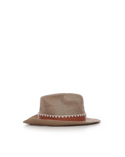 Eleventy Brown Abaca Hat for men