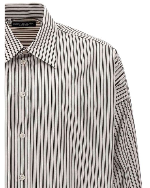 Dolce & Gabbana Gray Striped Shirt for men