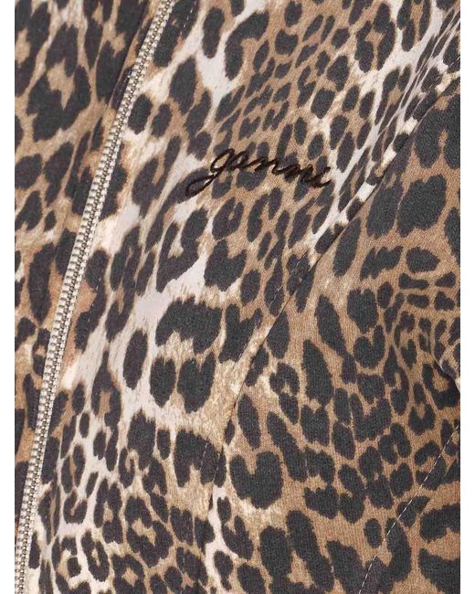 Ganni Multicolor Leopard Print Zip Hoodie