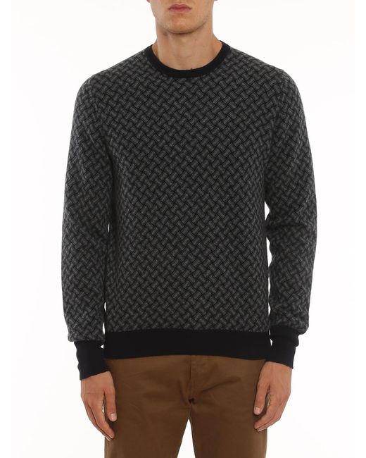 Drumohr Black Biscuit Pattern Cashmere Jumper for men