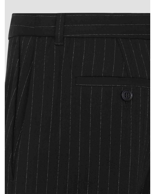 McQueen Black Pinstripe Lurex Pants