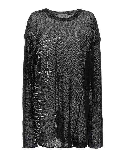 Yohji Yamamoto Black Contrast Embroidery Sweater for men