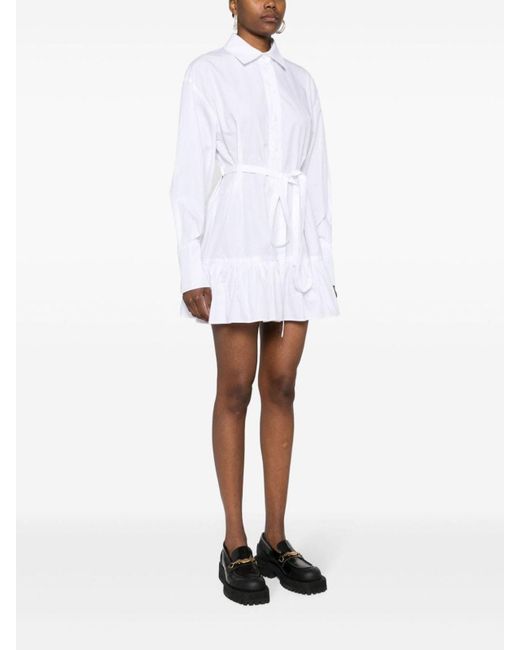 Patou White Peplum-hem Shirt Dress