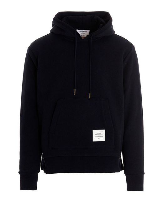 Thom Browne Blue Logo Patch Hoodie for men