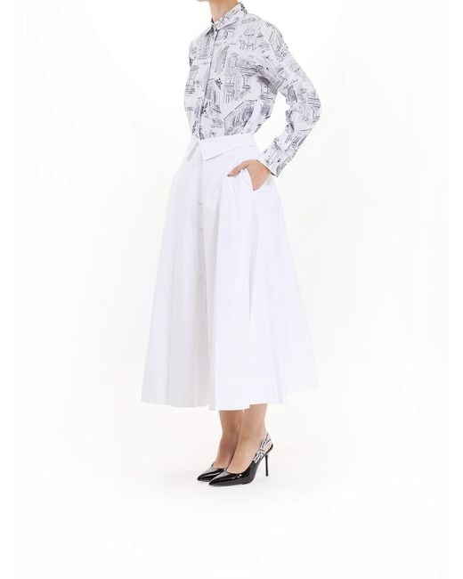 Karl Lagerfeld White Poplin Skirt