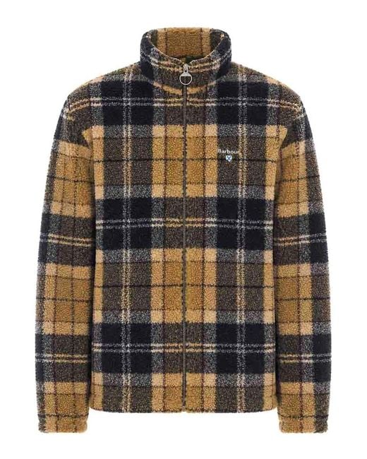 Barbour Black Tartan Fleece Zip Jacket for men