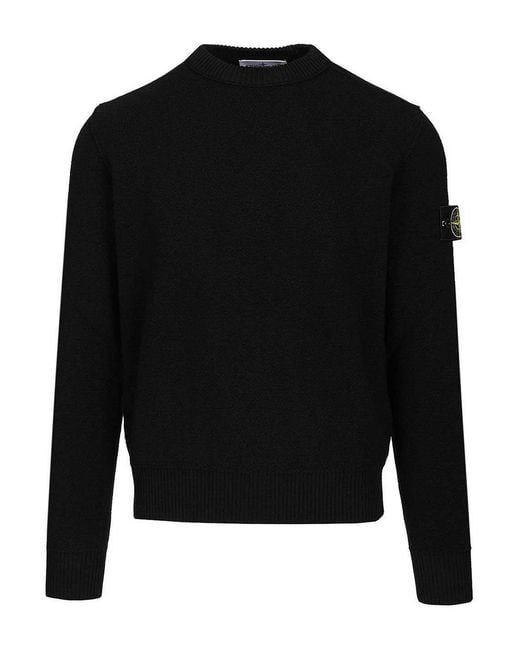 Stone Island Black Crew Neck Sweater for men