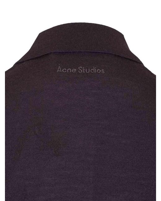 Acne Black Layered Wool Polo Shirt