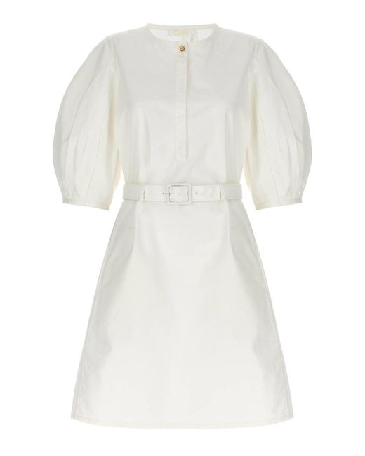 Chloé White Belted Dress