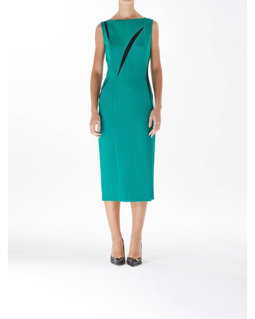 Just Cavalli Green Scratch Sleeveless Sheath Dress