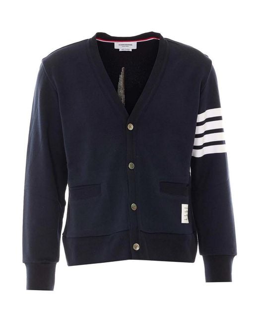 Thom Browne Blue Cardigan With Frontal Buttons Closure for men