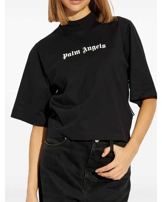 Palm Angels Black Classic Logo Cropped T-Shirt