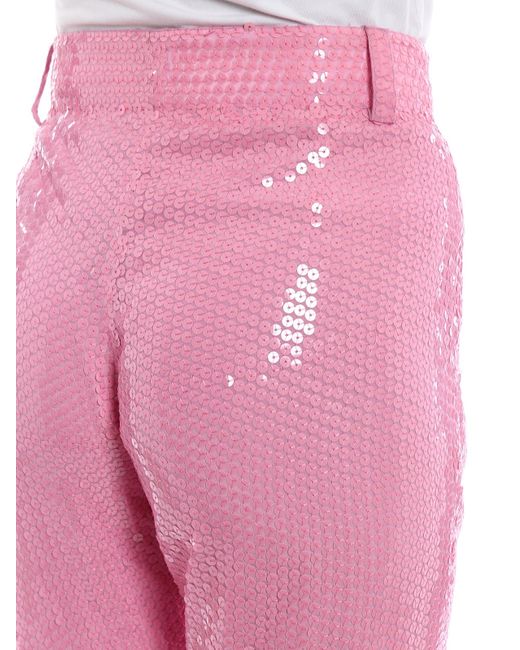 MSGM Pink Sequined Trousers