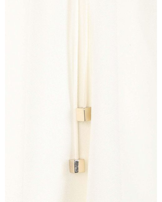 ‎Taller Marmo White Ivory Lace-Up Cady Dress