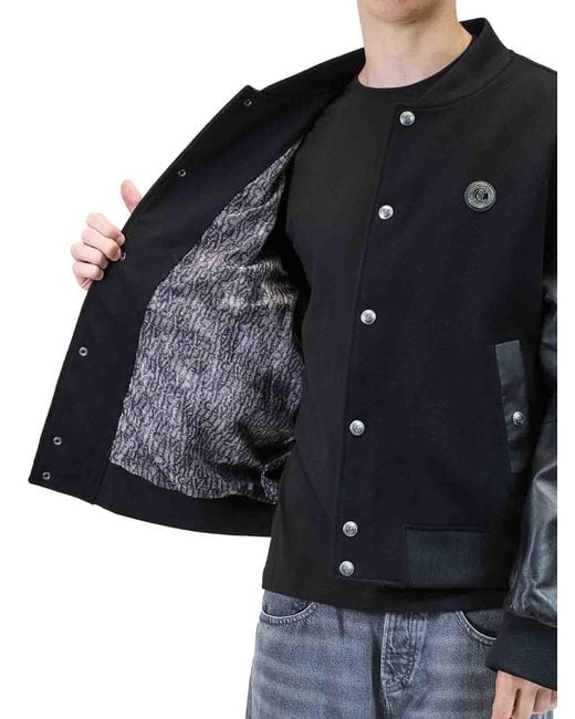 Just Cavalli Black Varsity Jacket for men