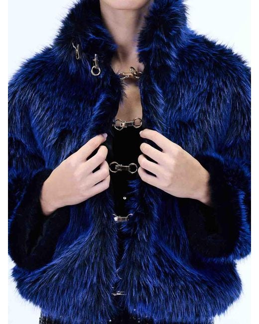 Just Cavalli Blue Fur Coat