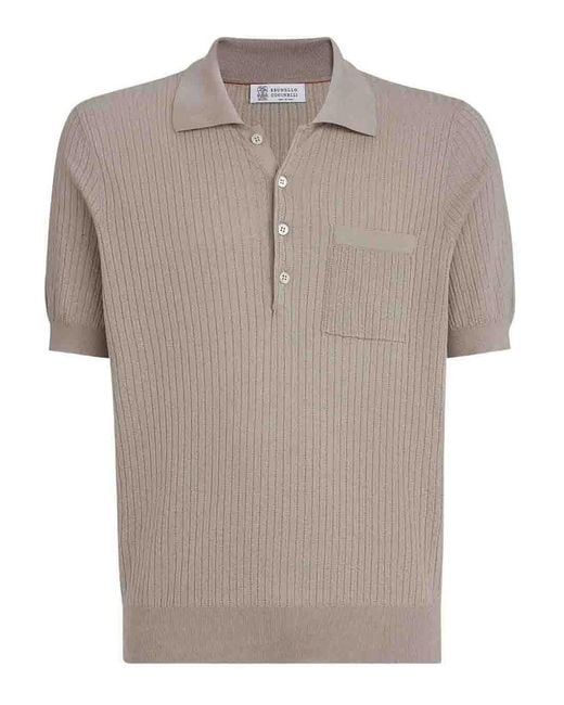 Brunello Cucinelli Gray Short Sleeve Polo for men