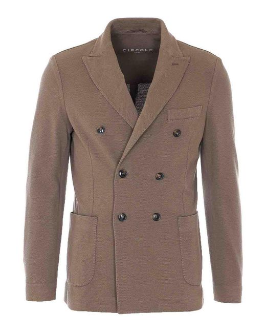 Circolo 1901 Brown Double Breasted Jacket for men