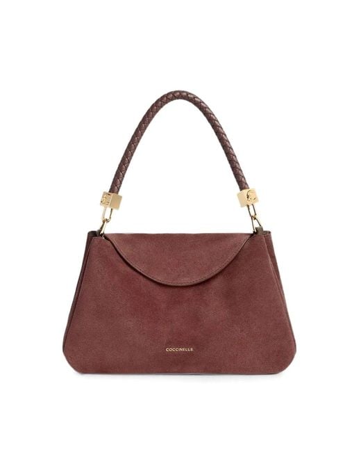 Coccinelle Purple Handbag Suede Leath/Grained Le Berry/Berry