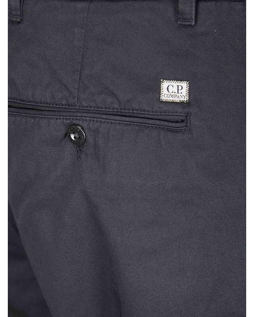 C.P. Company Men's Blue Cotton Gabardine Regular Chino Pants - www