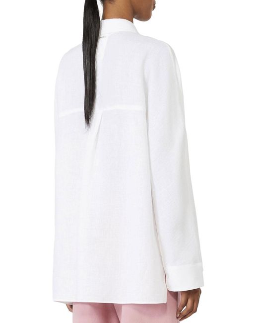 Max Mara White Linen Canvas Shirt