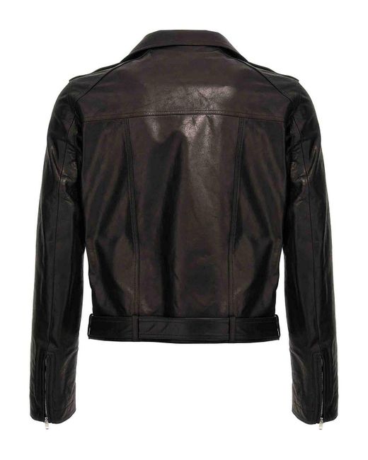 Rick Owens Black Leather Biker Jacket for men