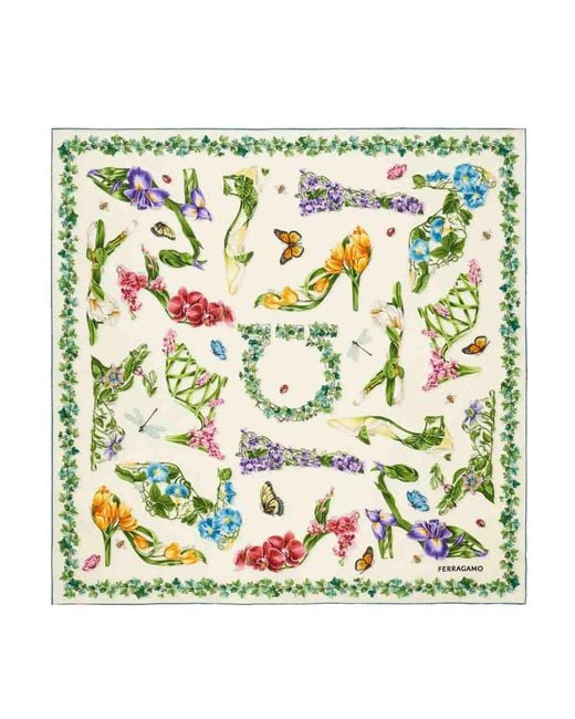 Ferragamo Green Eden Shoes Print Foulard