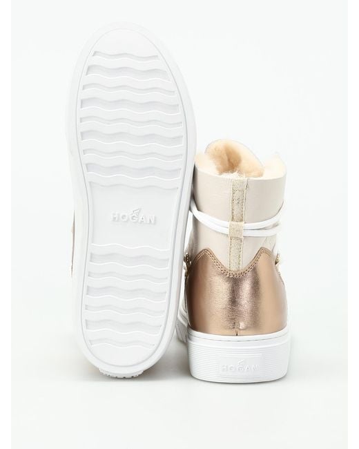 Hogan Natural H342 Furry Inner Wedge Ankle Boots
