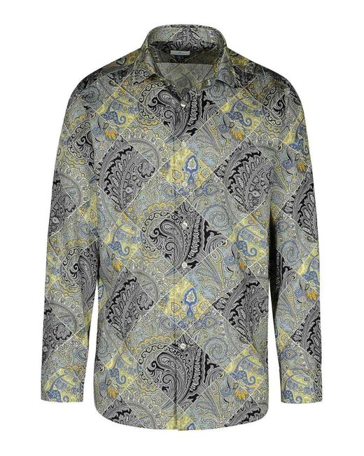 Etro Gray Roma Cotton Shirt for men