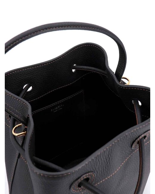 Burberry Black Leather Shoulder Bag With Tartan Motif