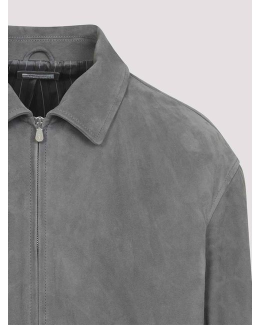 Brunello Cucinelli Gray Suede Jacket for men