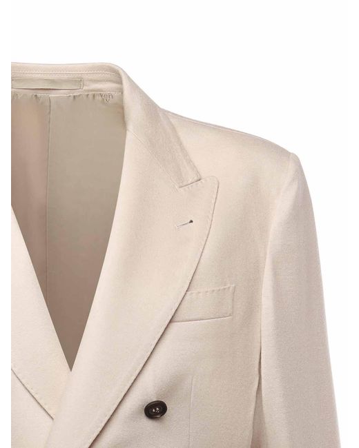 Eleventy Natural Double-Breasted Wool Jacket for men