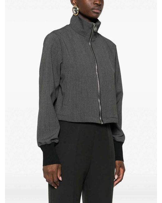 Pinko Black Cropped Bomber Jacket