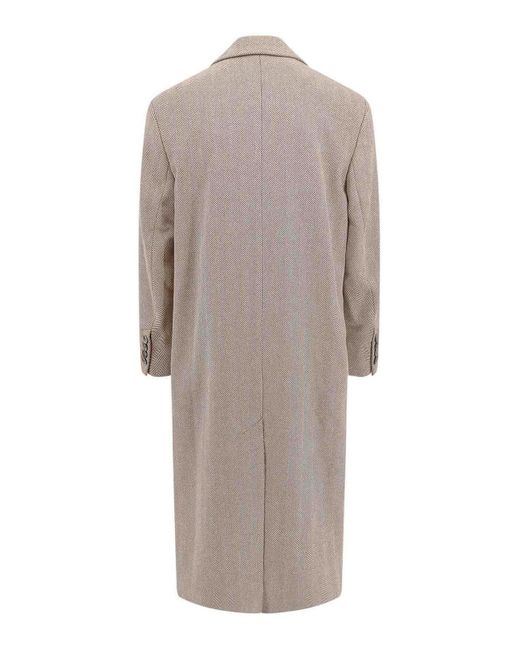 AMI Gray Herringbone Wool Coat for men