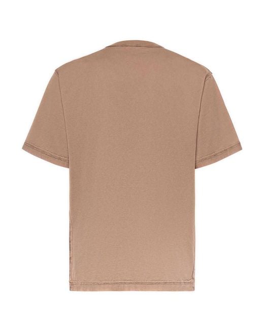 Dolce & Gabbana Natural Cotton Jersey T-Shirt With Logo for men