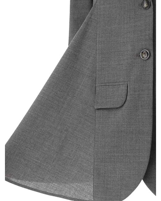 Vivetta Gray Light Wool Blazer With Slices