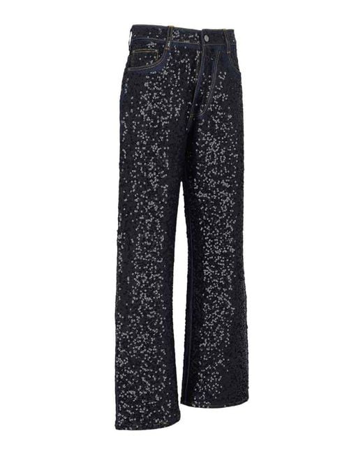 P.A.R.O.S.H. Blue Guff Sequin Straight Jeans