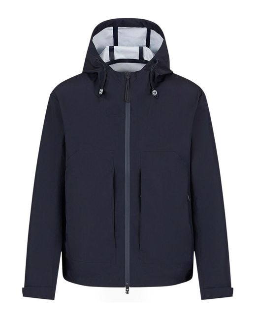 Emporio Armani Blue Hooded Zipped Jacket for men
