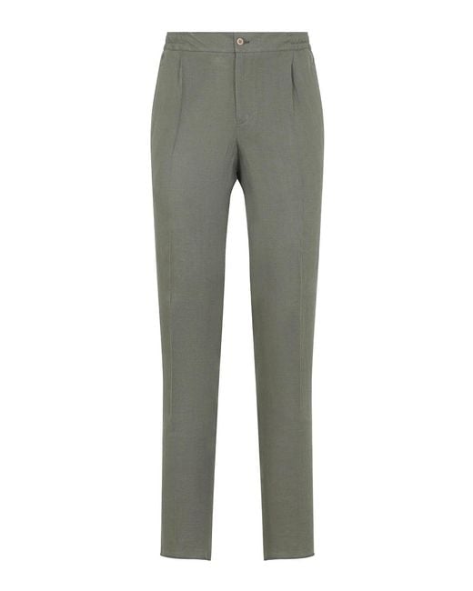 Kiton Gray Linen Pants for men