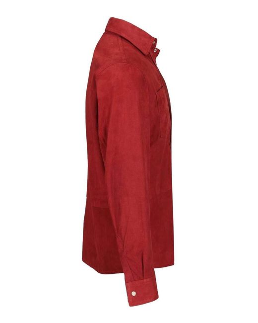 Barba Napoli Red Suede Shirt for men