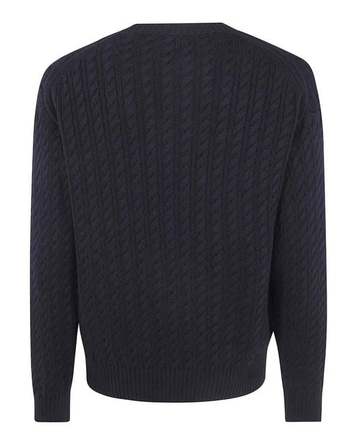 KENZO Blue Signature Cable Knit Jumper for men