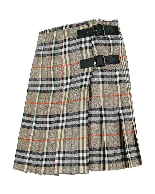 Burberry Gray Wool Mini Kilt
