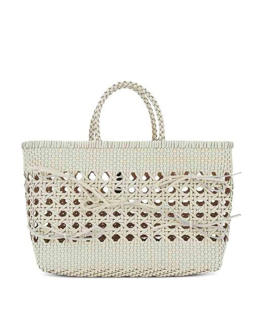 OSOI White Biscuit Tote Bag With Leather
