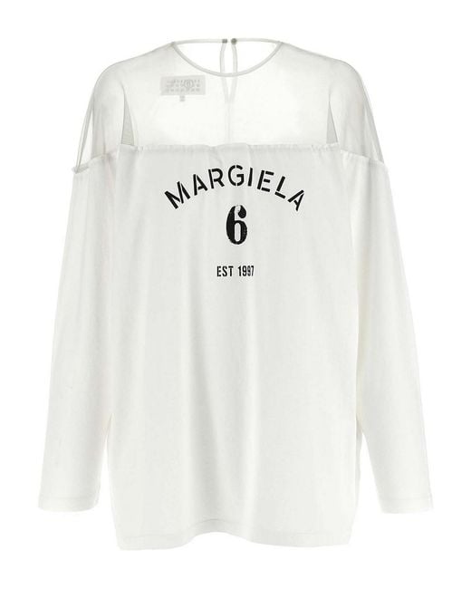 MM6 by Maison Margiela White Tulle Insert T-Shirt