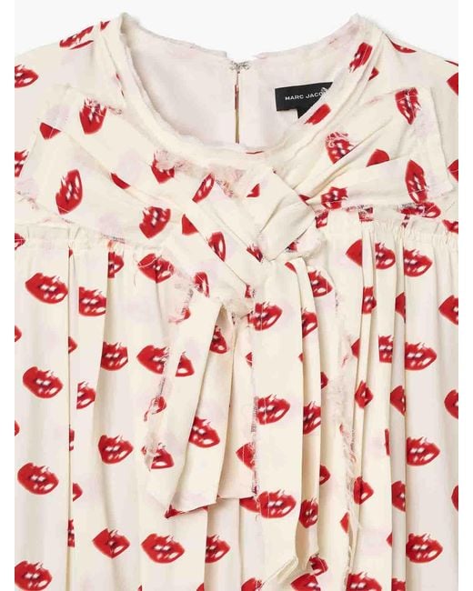 Marc Jacobs White Lips Pleated Midi Dress